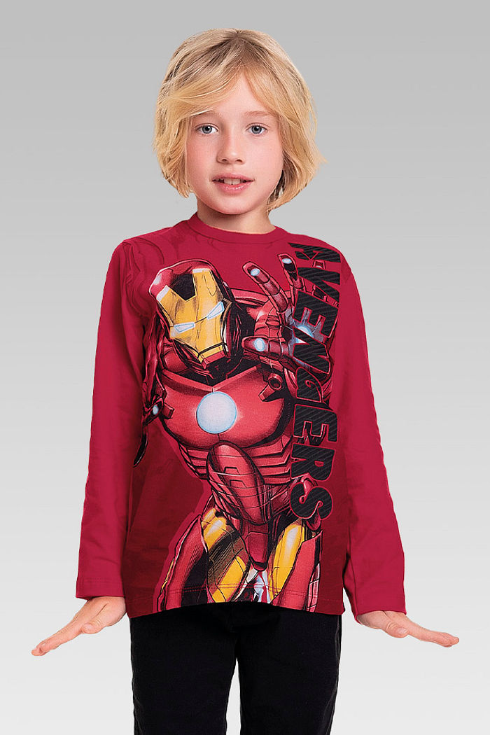 Camiseta manga longa em meia malha vingadores
