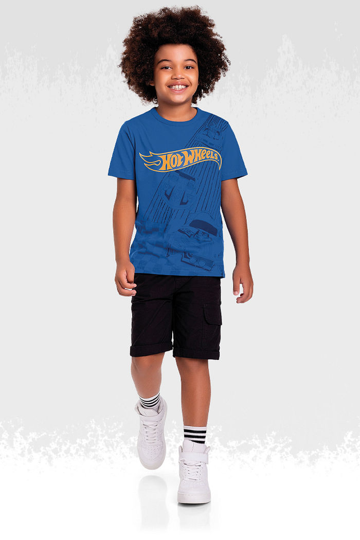Camiseta em meia malha hotwheels