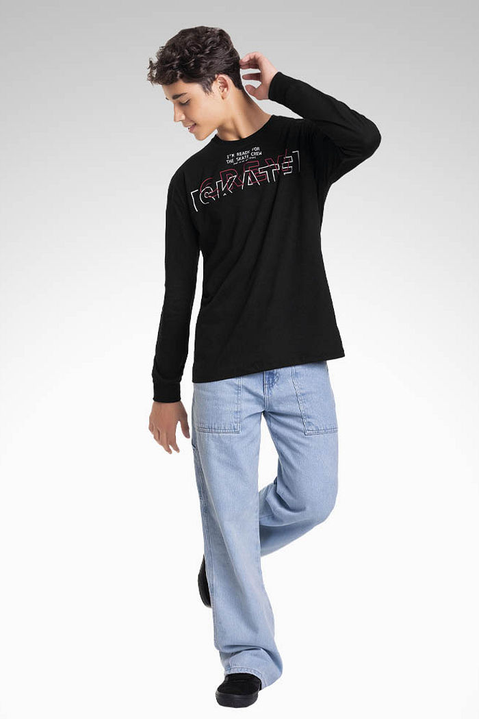 Camiseta manga longa em meia malha