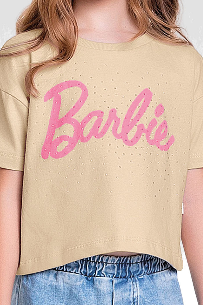 Blusa em meia malha barbie com strass