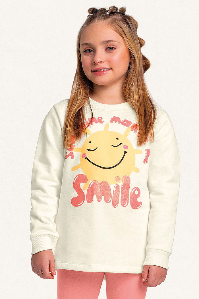Conjunto blusão em moletom e legging em molecotton smile