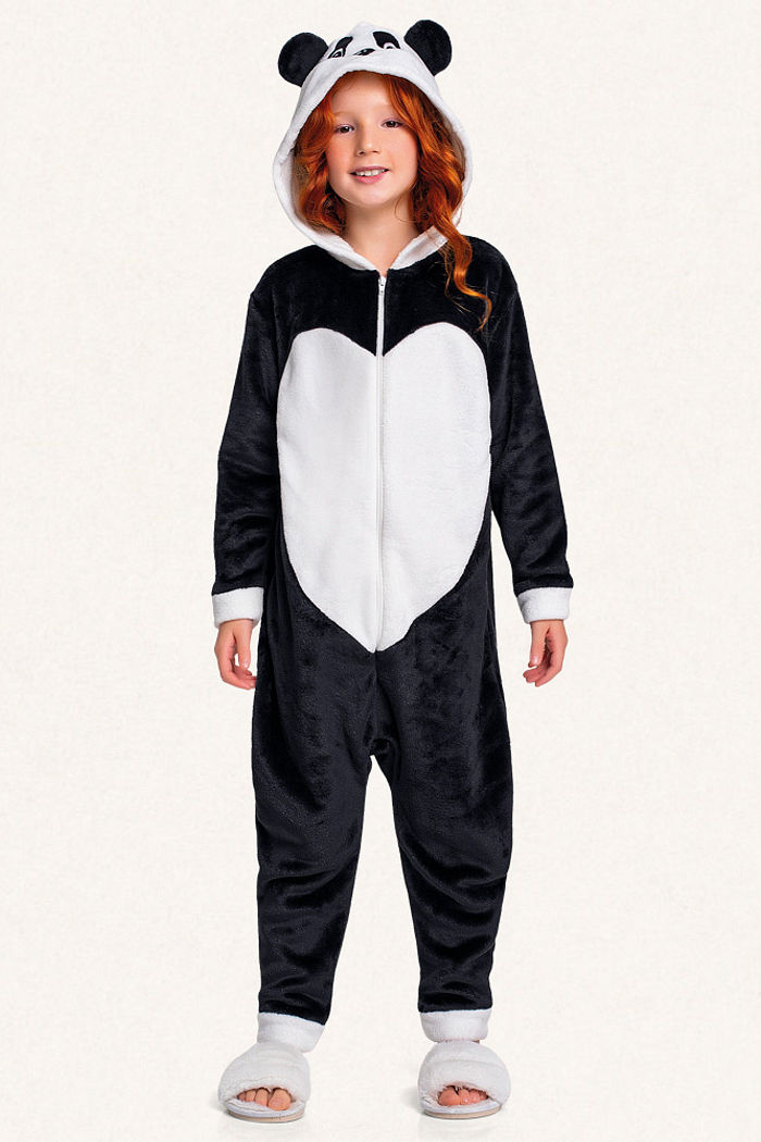 Kigurumi panda em tecido fleece