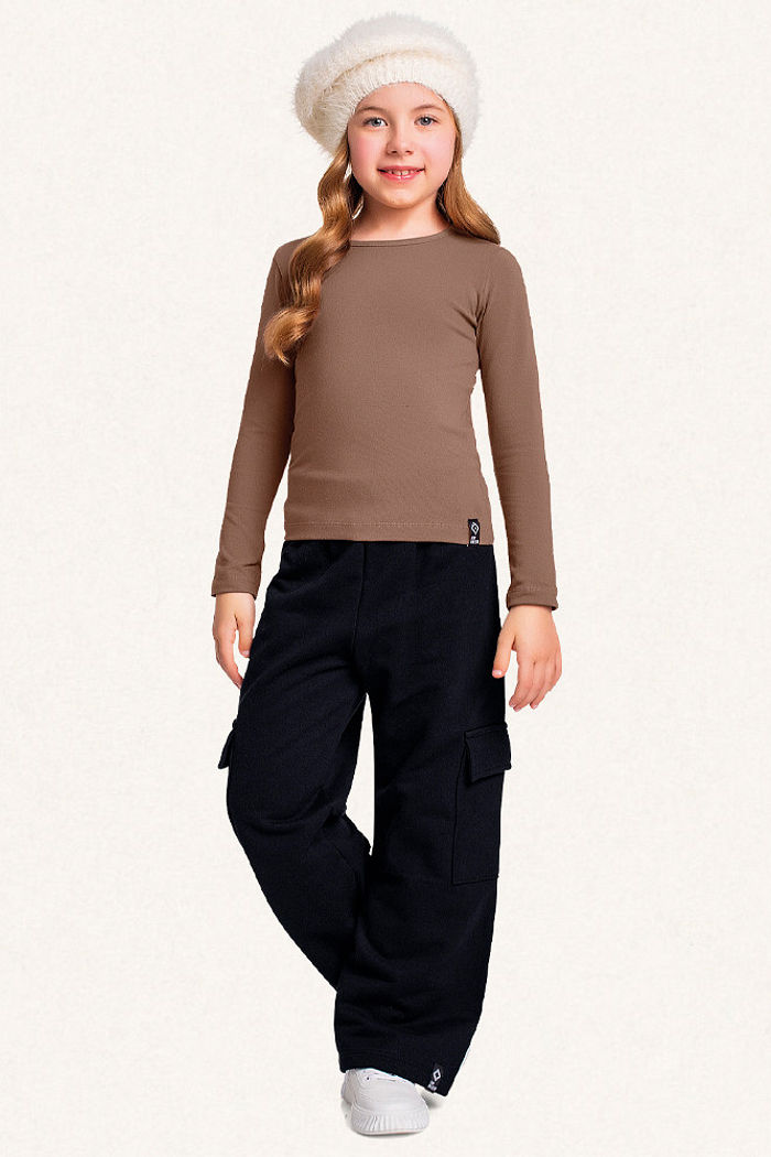 Blusa manga longa em cotton minimalista