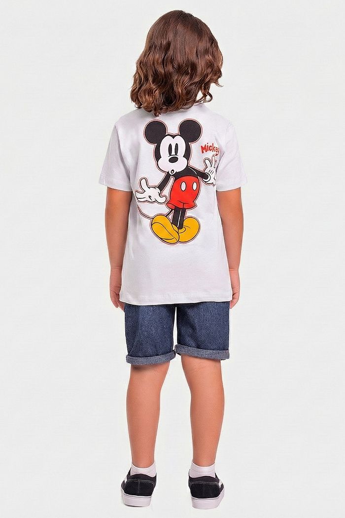 Camiseta manga curta infantil Mickey em meia malha