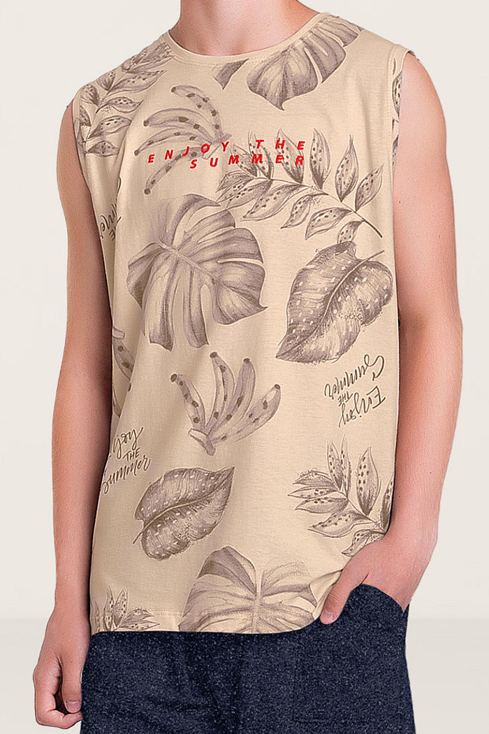 Regata em meia malha folhagem