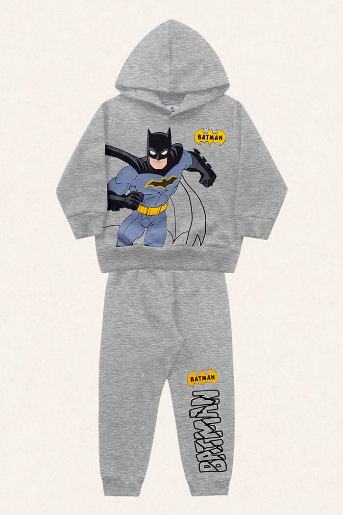 Conjunto blusão com capuz e calça em moletom Batman