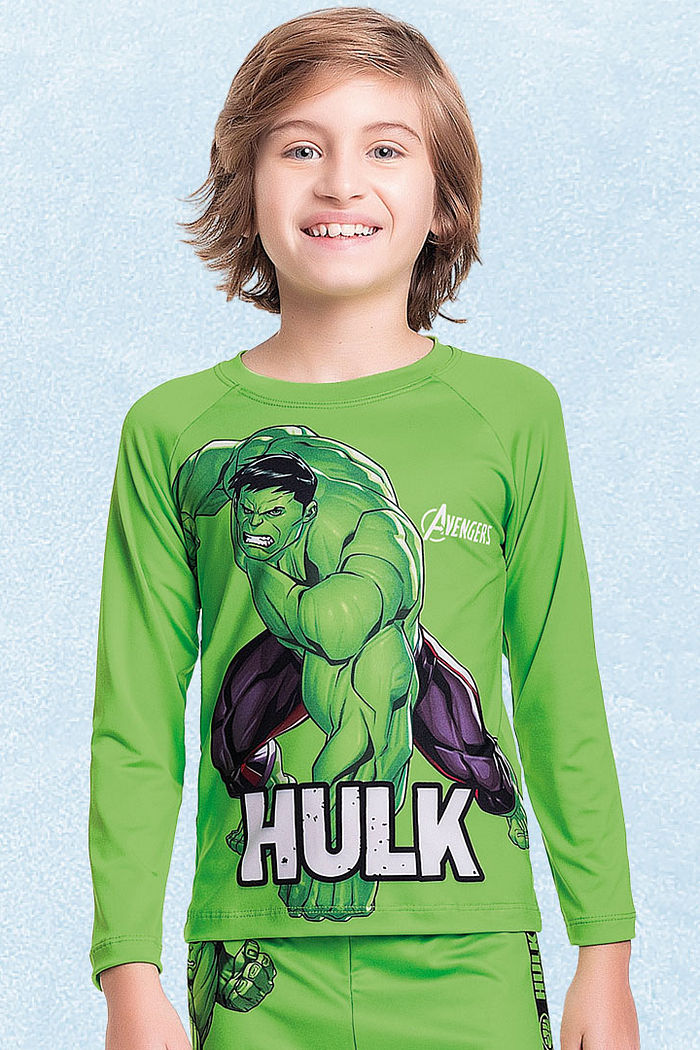 Camiseta manga longa em cotton poliéster Os Vingadores