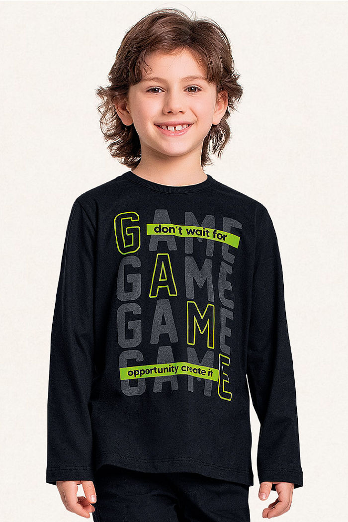 Camiseta manga longa em meia malha game