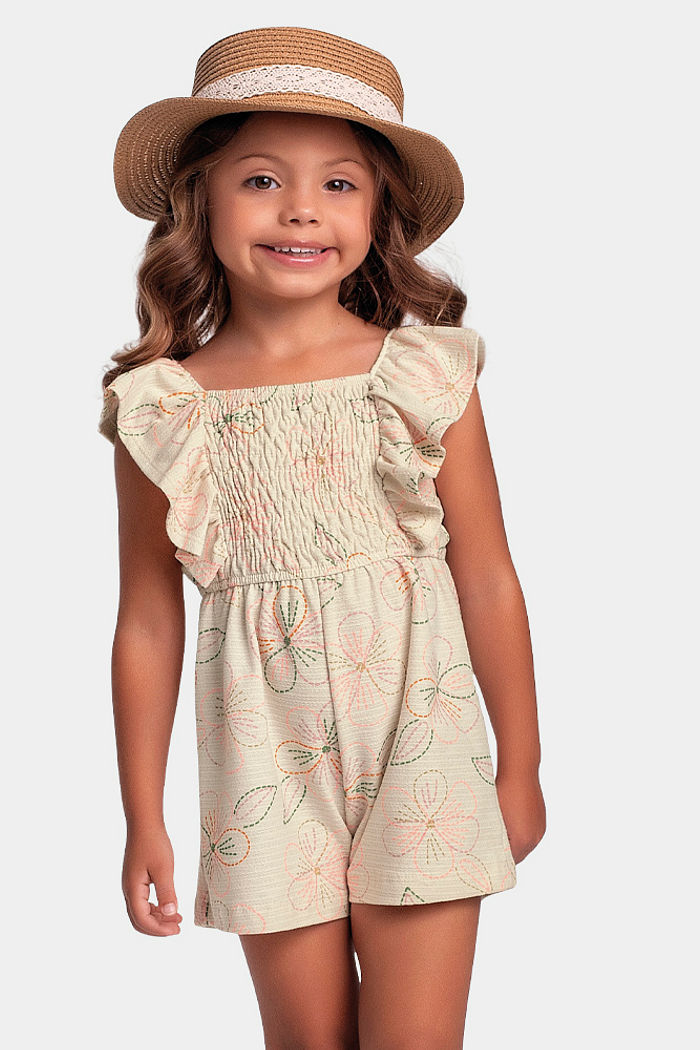 Macacão florido com lastex