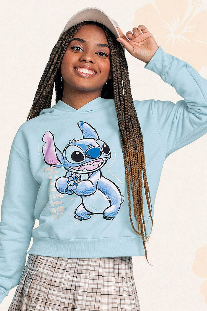 Blusão com capuz em moletom Lilo & Stitch