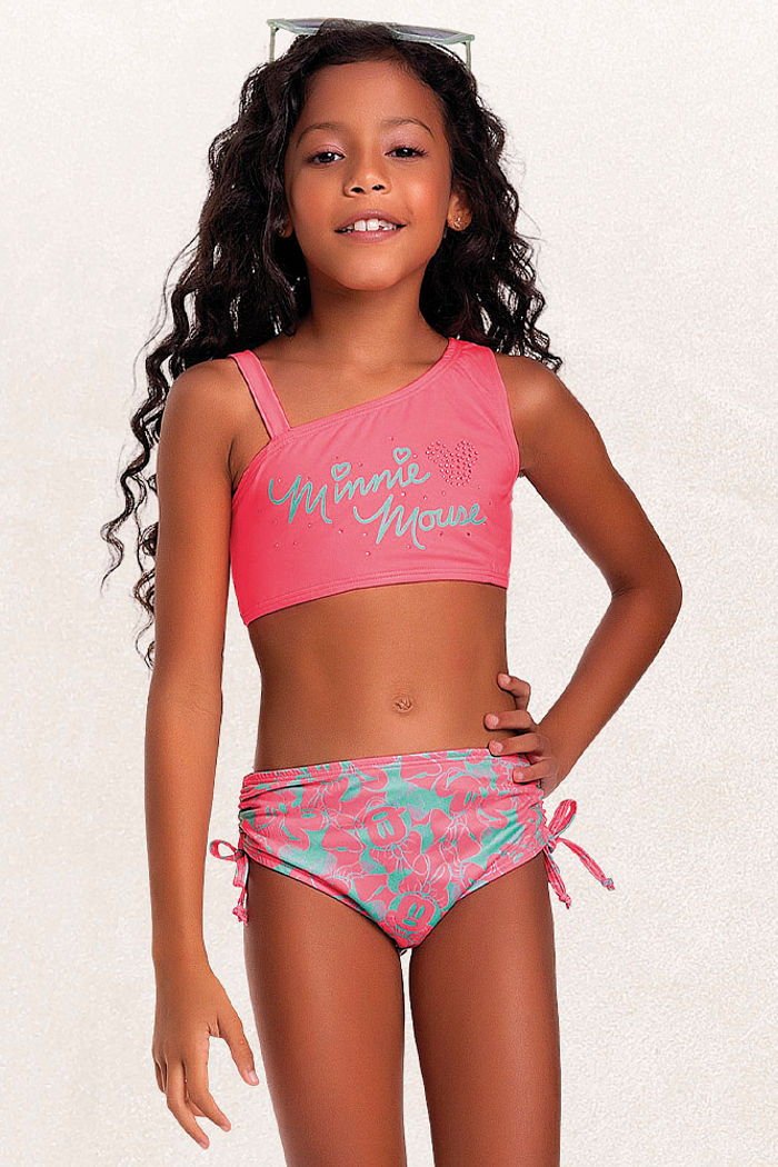 Conjunto biquíni top e calcinha minnie mouse