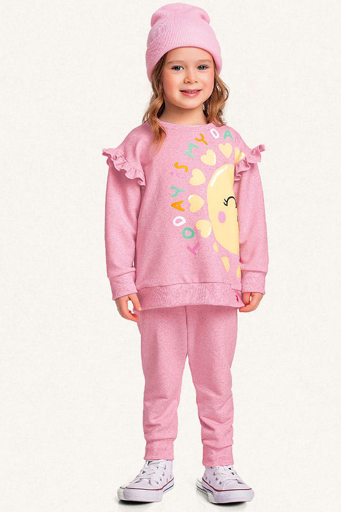 Conjunto blusão e calça em moletinho linho sol