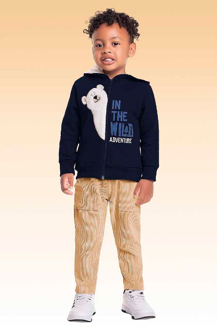 Jaqueta com capuz em moletom