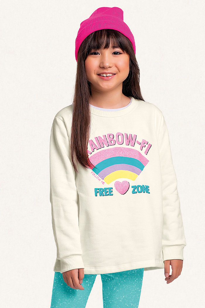 Conjunto blusão em moletom e legging em molecotton molinê rainbow-fi