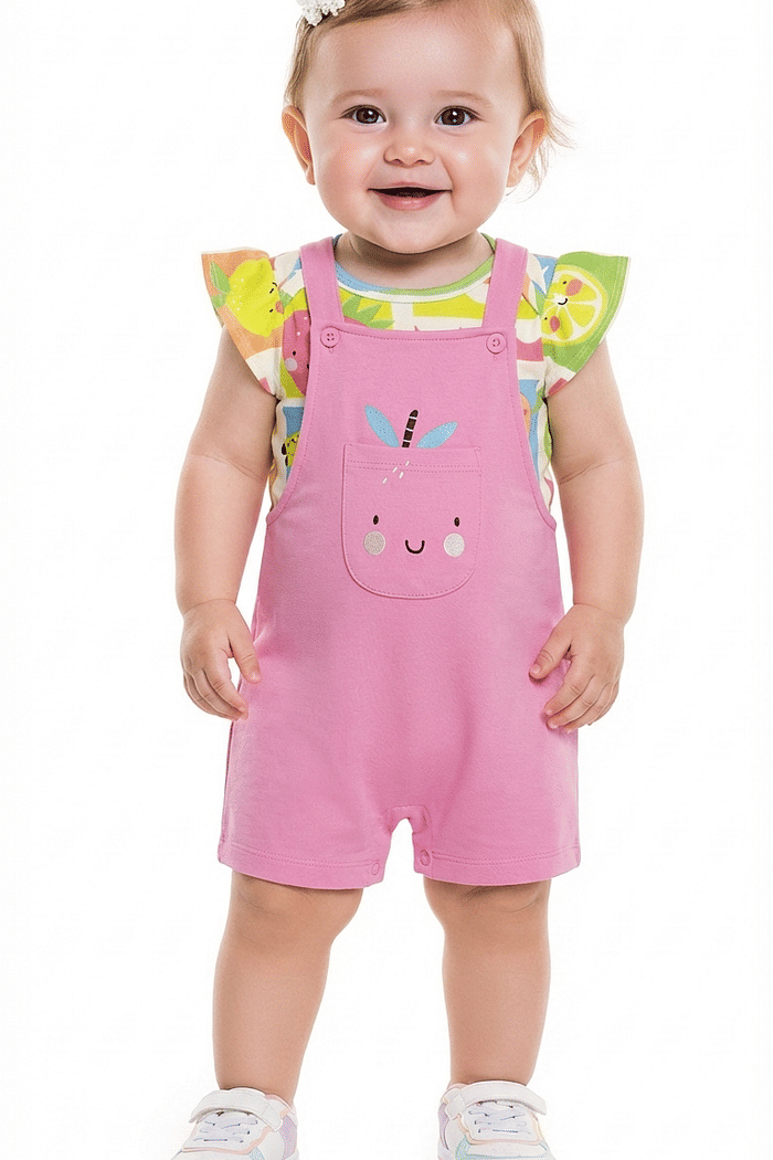 Conjunto body manga curta em suedine e macacão em moletinho molinê