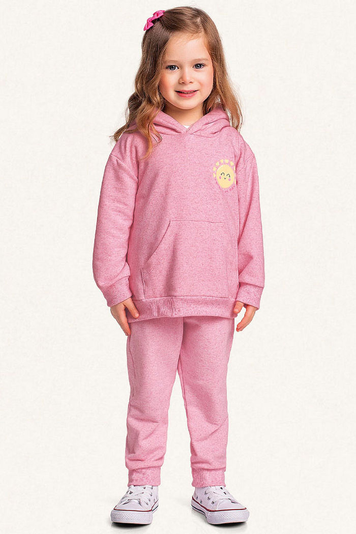 Blusão com capuz em moletinho linho sol