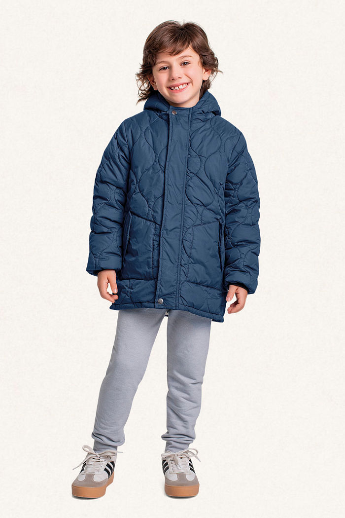 Jaqueta puffer com capuz forrado com pelo