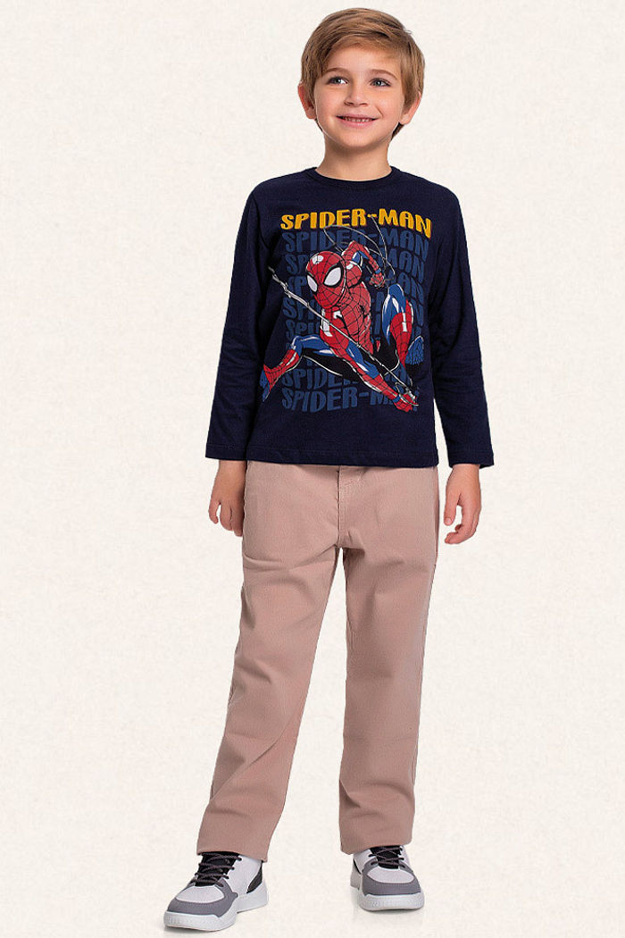 Camiseta manga longa em meia malha Spider-man