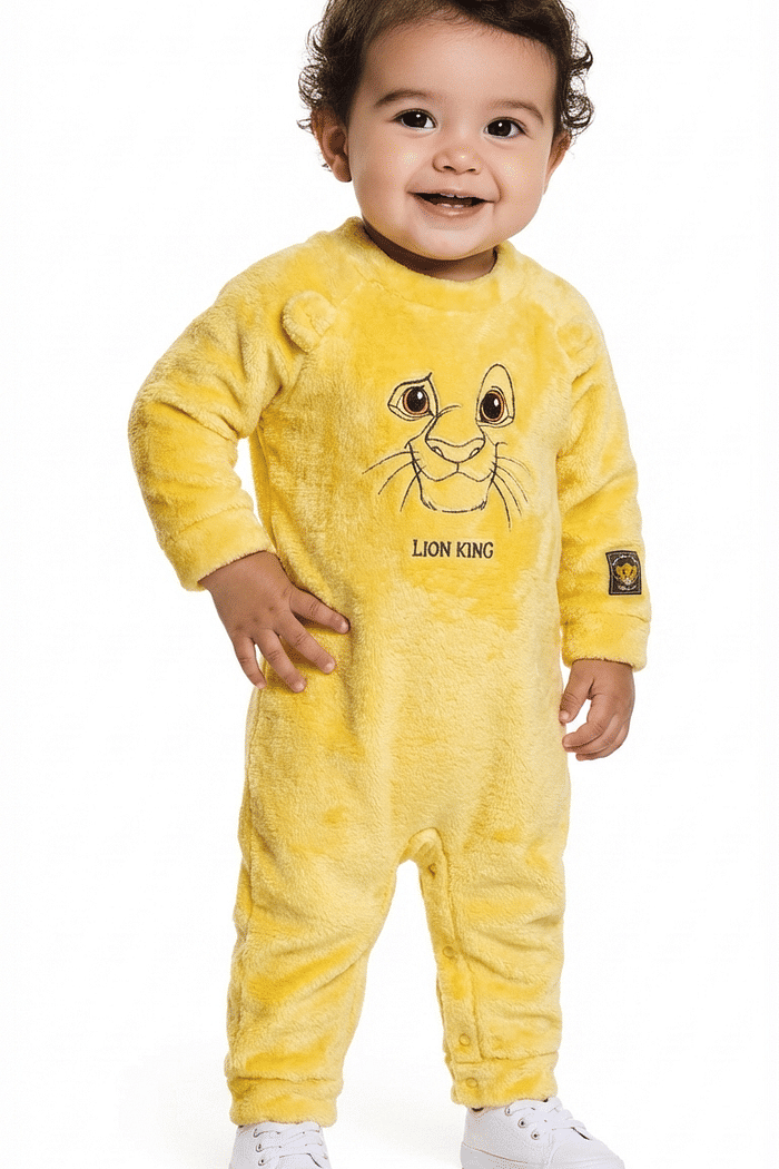 Macacão manga longa em tecido fleece Simba