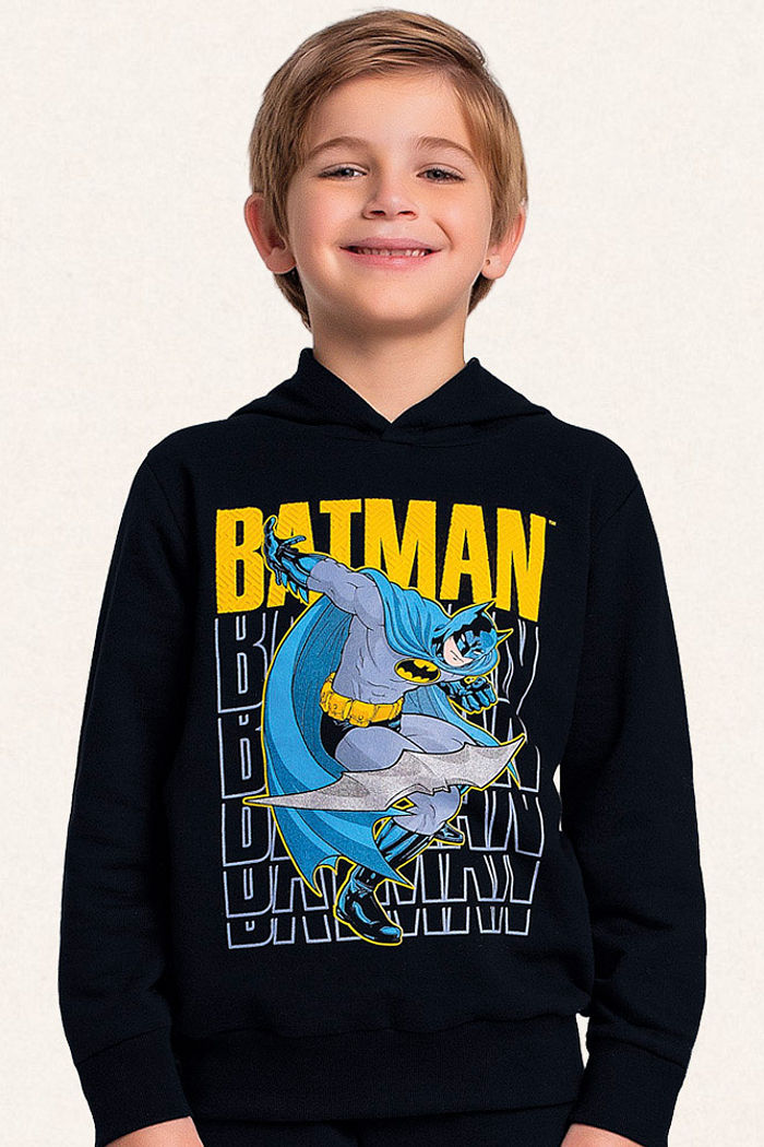 Conjunto blusão com capuz e calça em moletom Batman