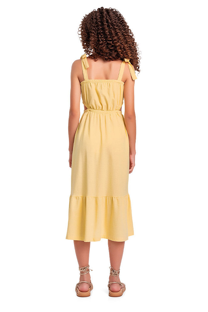 Vestido juvenil feminino com alças de laço