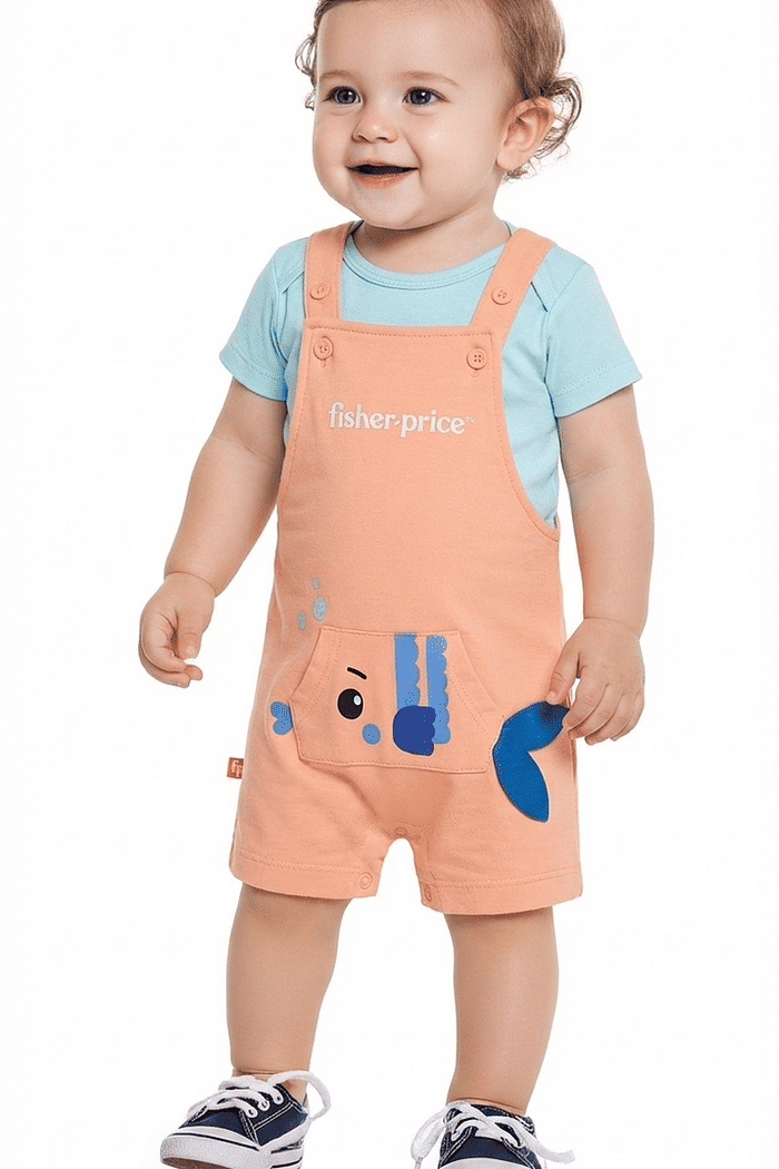 Conjunto body manga curta e macacão em moletinho