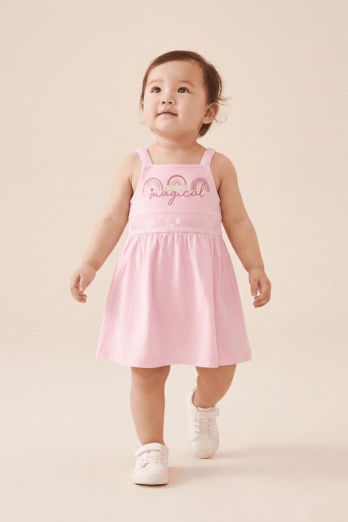 Vestido bebê menina magical glitter paete
