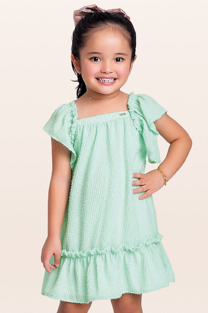 Vestido em tecido de brilho com forro