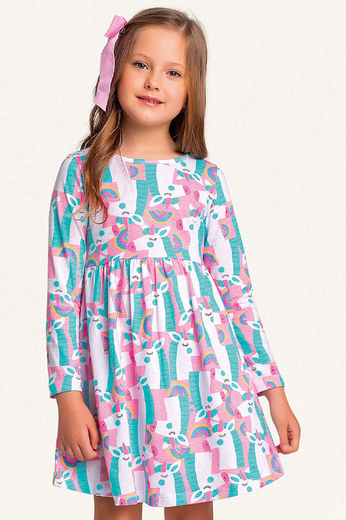 Vestido em meia malha unicórnios