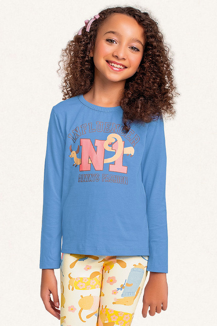 Conjunto blusa manga longa em meia malha e legging em cotton leve influencer