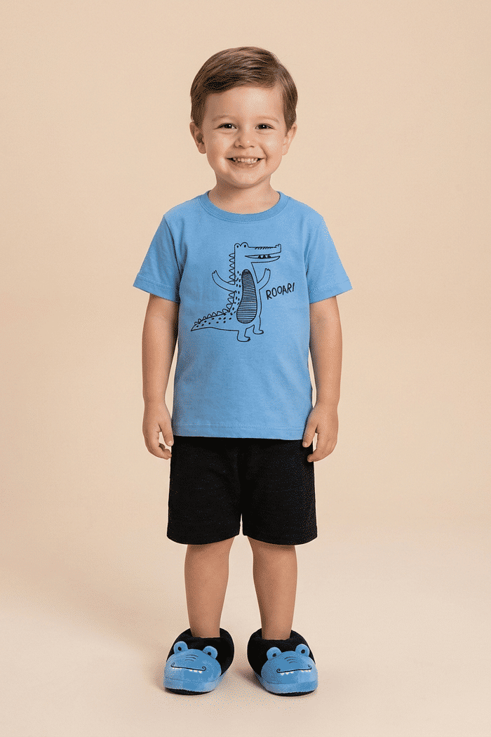 Conjunto camiseta e bermuda Dino