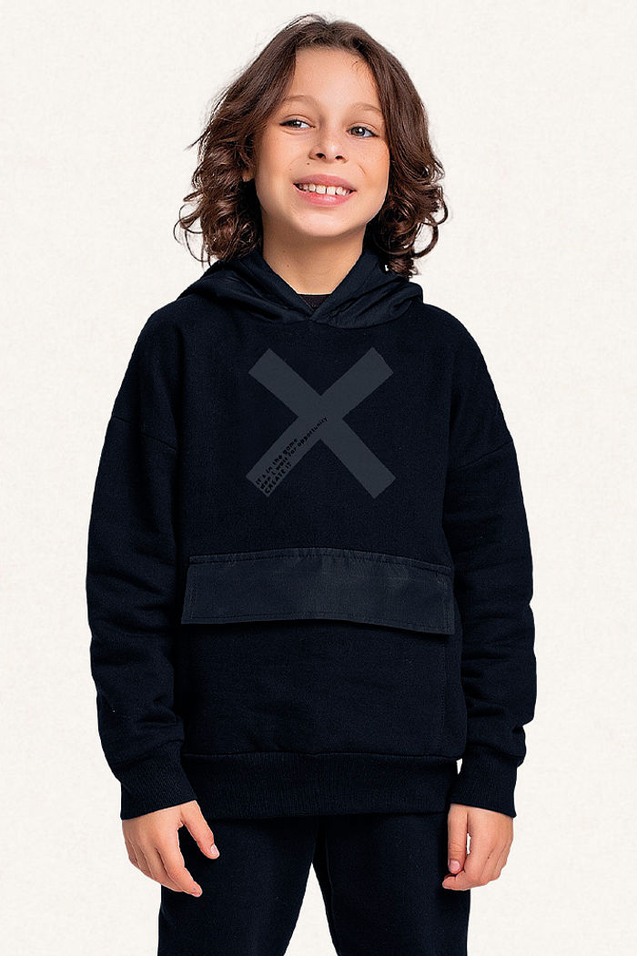 Conjunto blusão com capuz e bolso e calça em moletom