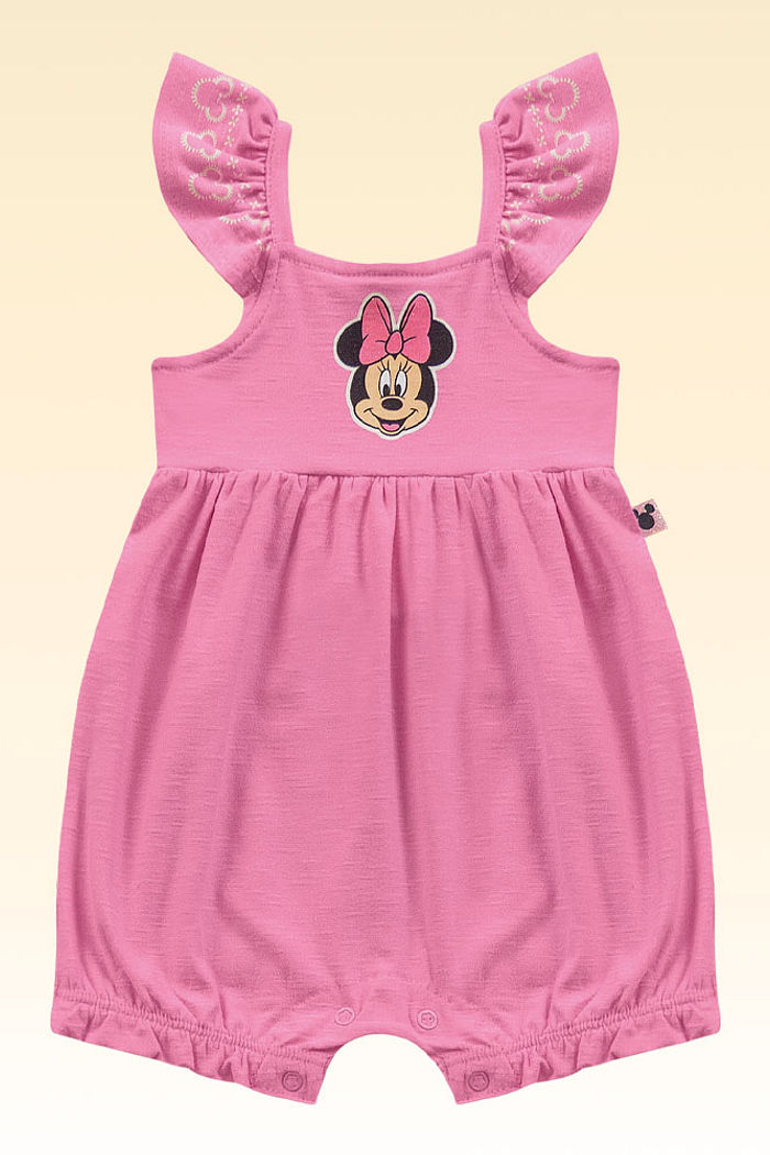 Macacão em cotton flamê minnie com glitter