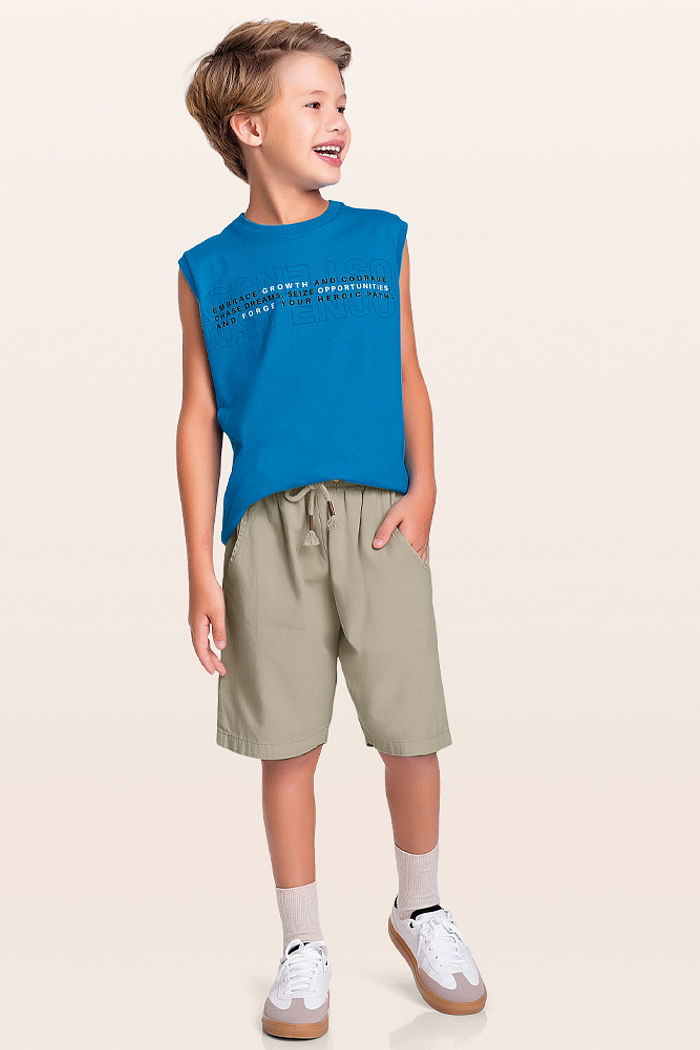 Bermuda em sarja queen com cadarço decorativo