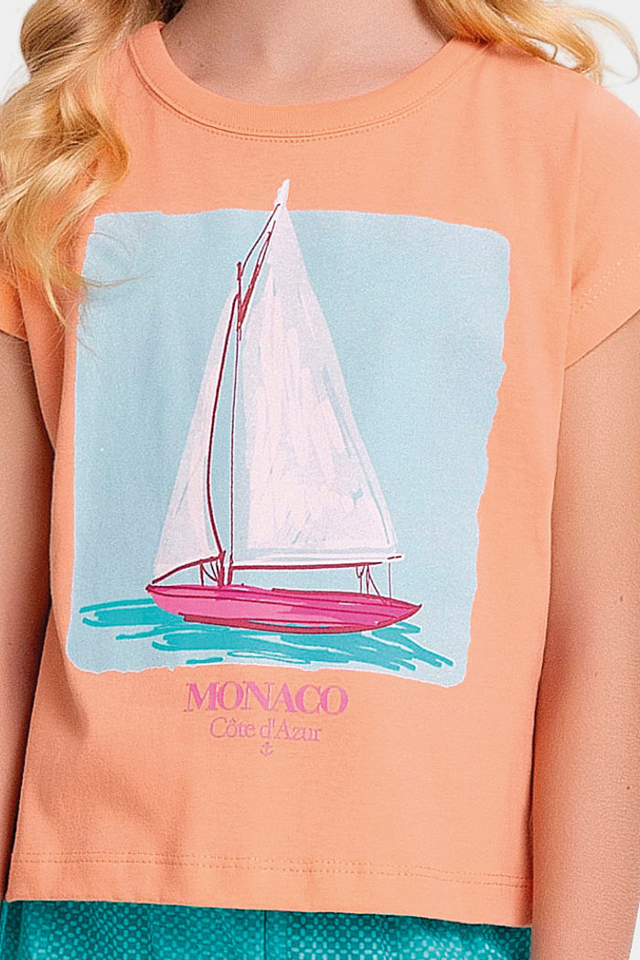 Conjunto blusa de barco e short xadrez