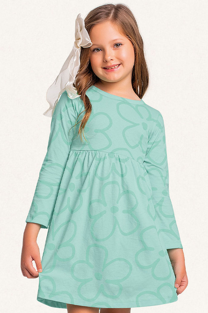 Vestido em meia malha grandes flores