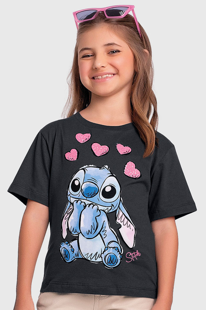 Blusa em meia malha com lantejoulas Stitch