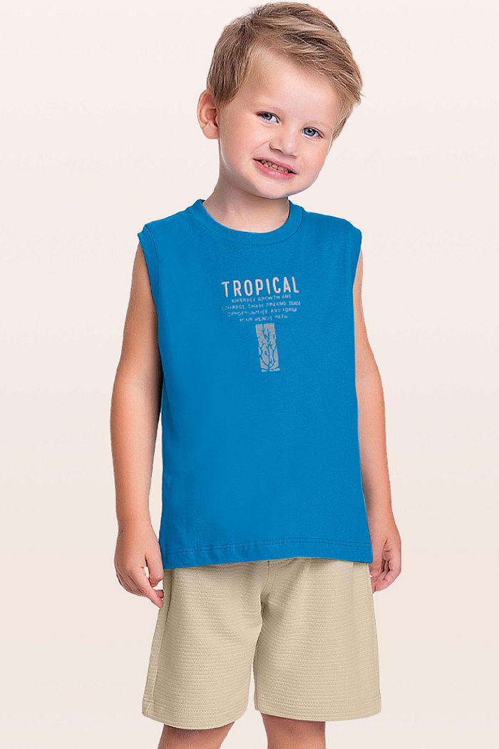 Conjunto regata e bermuda tropical