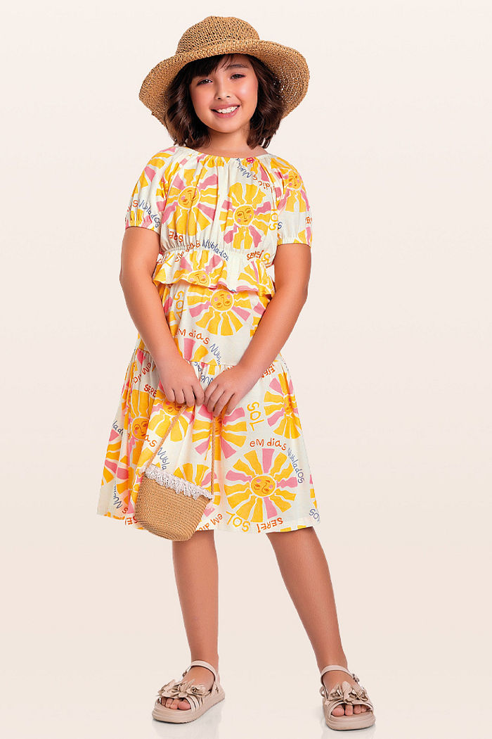 Conjunto blusa e saia midi sol