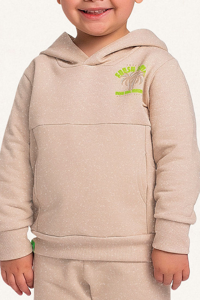 Conjunto blusão com capuz e calça em moletom molinê coqueiro
