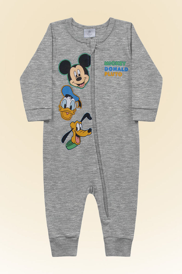 Macacão manga longa em suedine Mickey