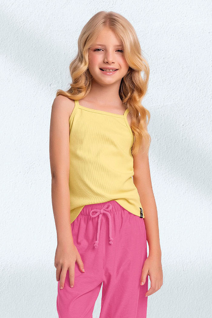 Regata de alça fina em ribana 2x1