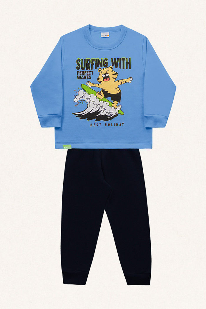 Conjunto blusão e calça em moletom surfing