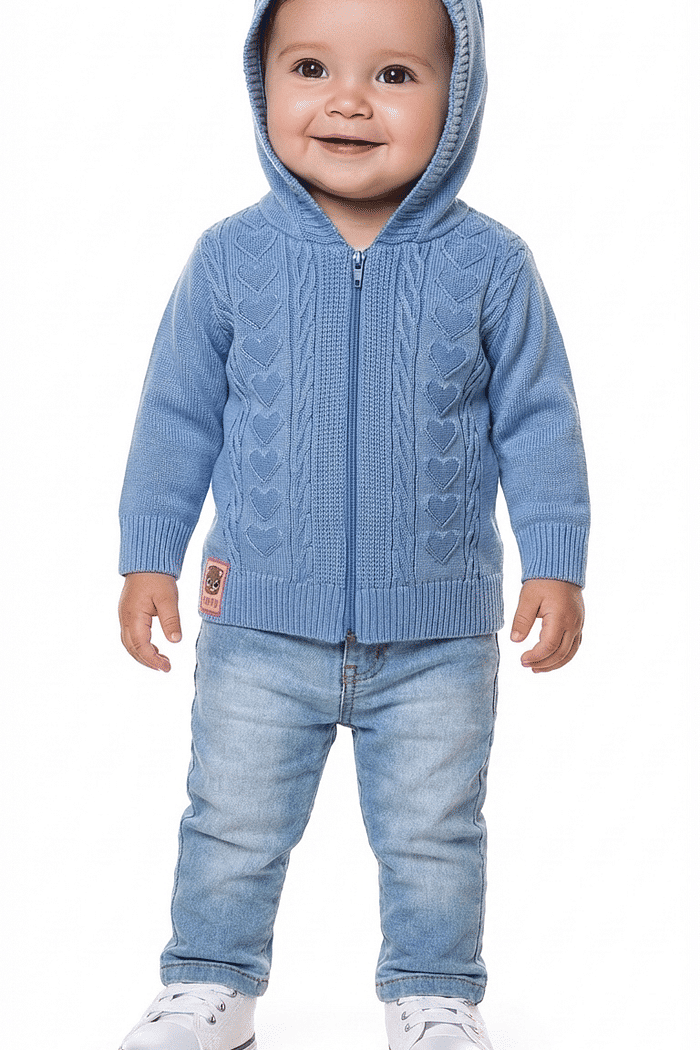 Jaqueta com capuz em tricot