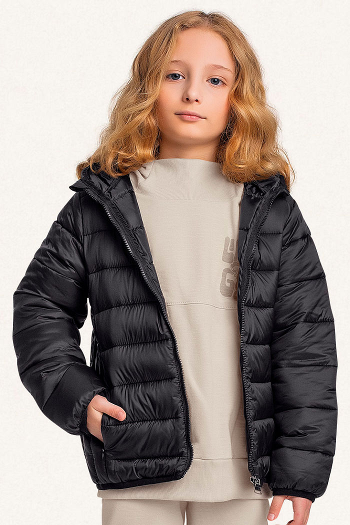 Jaqueta puffer forrada com bolso e com capuz