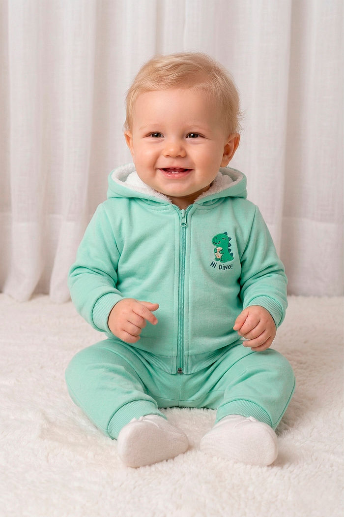 Conjunto jaqueta com capuz e calça