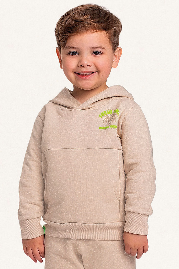 Conjunto blusão com capuz e calça em moletom molinê coqueiro