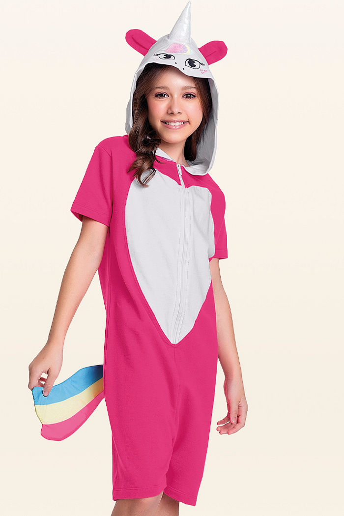 Kigurumi unicórnio em moletinho