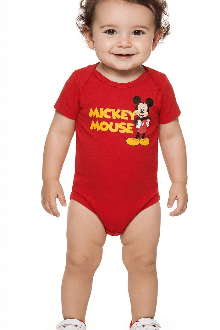 Macacão manga curta em suedine mickey