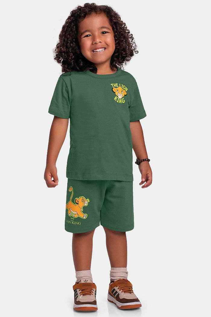 Conjunto camiseta bermuda em moletinho rei leão